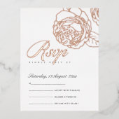 ラックスエレガントなバーガンディピンクのローズゴールドの花の招待状 箔招待状ポストカード (正面)
