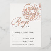 ラックスエレガントなバーガンディピンクのローズゴールドの花の招待状 箔招待状 (正面)