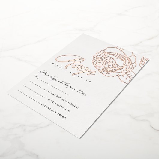 ラックスエレガントなバーガンディピンクのローズゴールドの花の招待状 箔招待状 (回転した状態)