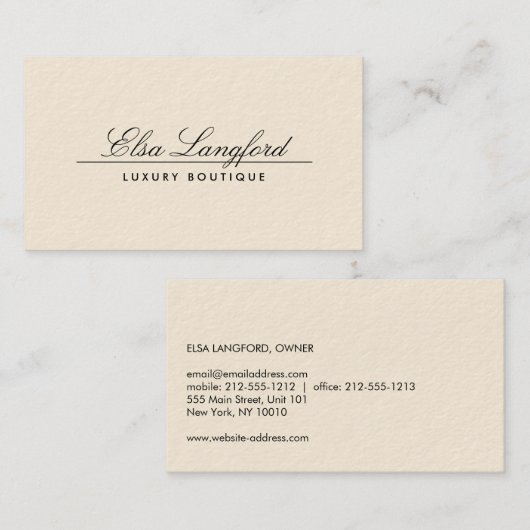 ラックスエレガントアイボリーブティックデザイナー 名刺 (正面/裏面)