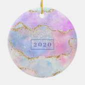 ラックスエレガントアゲート |パステル水彩モノグラム セラミックオーナメント (裏面)