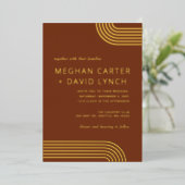ラックスエレガントテラコッタアーチ金ゴールドズ結婚ズ 箔招待状 (立ち正面)