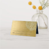 ラックスエレガントネイビー金ゴールドダリアフローラバーバルミツワー プレイスカード (正面)