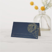 ラックスエレガントネイビー金ゴールドバラフローラバーバルミツワー プレイスカード (正面)
