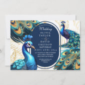 ラックスエレガントピーコックスガーデンエメラルドグリーン結婚ズ 招待状 (正面)