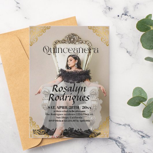 ラックスエレガントフォトキンセアニェラ金ゴールド招待状 招待状