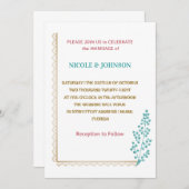 ラックスエレガントブルーフローラ結婚式招待状 招待状 (正面/裏面)