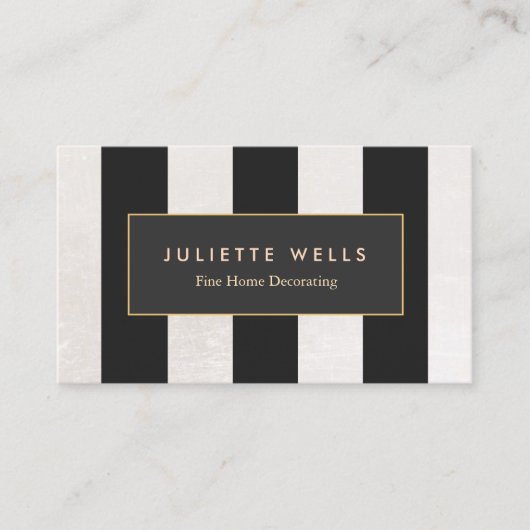 ラックスエレガントヴィンテージ白黒ストライプの 名刺 (正面)