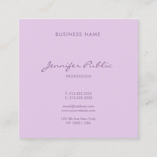 ラックスエレガント手書きスクリプモダンルシック スクエア名刺 (裏面)