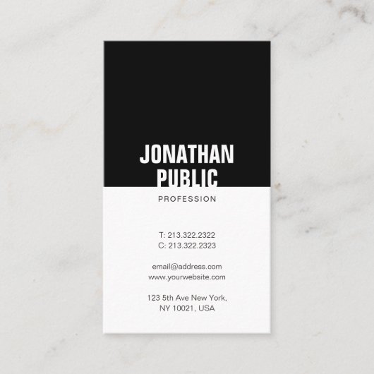 ラックスエレガント白黒プロフェッショナルプお洒落ラン 名刺 (正面)