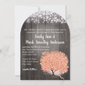 ラックスエレガント素朴コーラル森ハートリーフツリー 招待状 (正面)