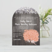 ラックスエレガント素朴コーラル森ハートリーフツリー 招待状 (スタンド正面)