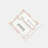 ラックスエレガント赤面ピンクローズ金ゴールドフローラ卒業 スタンダードカクテルナプキン (角)