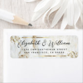 ラックスエレガント金ゴールドフレーム&マーブル差出人住所L ラベル (インサイチュ)