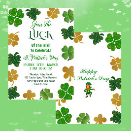 ラックスオブアイルランドSt patricks day金ゴールドグリーンシャームロック 招待状