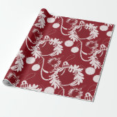 ラックスクリスマスボーエレガントブルオンレッド ラッピングペーパー (アンロールド)