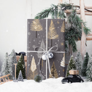ラックスクリスマス金ゴールドオングレーラッピング紙 ラッピングペーパー