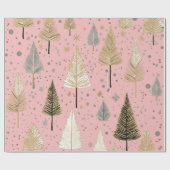 ラックスクリスマス金ゴールドオンピンクラッピング紙 ラッピングペーパー (フラット)