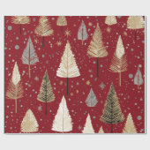 ラックスクリスマス金ゴールドオンレッドラッピング紙 ラッピングペーパー (フラット)
