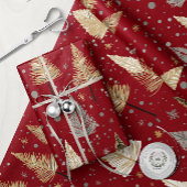 ラックスクリスマス金ゴールドオンレッドラッピング紙 ラッピングペーパー