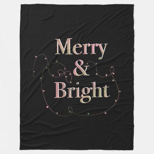 ラックスクリスマメリース&ブライトオンブラック フリースブランケット (正面)