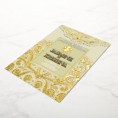 ラックスグリッターアイボリー金ゴールドガネシャヒンドー結婚ズ 箔招待状 (回転した状態)