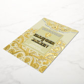 ラックスグリッターアイボリー金ゴールドシクアナンドカラジ結婚ズ 箔招待状 (回転した状態)