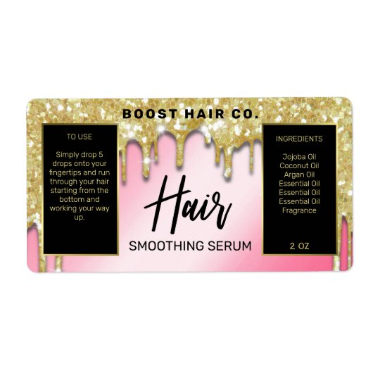 ラックスグリッタードリップス金ゴールドピンクブラックヘア血清ラベル ラベル (正面)