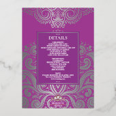ラックスグリッターパープルシルバーシーク結婚アナンド 箔招待状 (裏面)