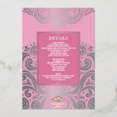 ラックスグリッターピンクシルバーシーク結婚アナンド 箔招待状 (裏面)