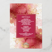 ラックスグリッターピンク&金ゴールドシークAnand Karaj 結婚's 箔招待状 (裏面)