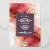 ラックスグリッターピンク&金ゴールドシークAnand Karaj 結婚's 箔招待状 (裏面)