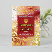 ラックスグリッターピンク&金ゴールドシークAnand Karaj 結婚's 箔招待状 (立ち正面)