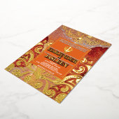 ラックスグリッターレッドシクアナンドカラジインディアン結婚ズ 箔招待状 (回転した状態)