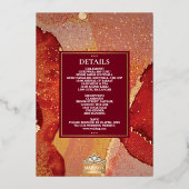 ラックスグリッターレッドシクアナンドカラジインディアン結婚ズ 箔招待状 (裏面)