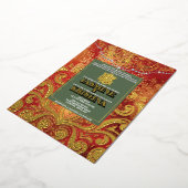 ラックスグリッターレッド金ゴールドヒンズーガネシャインディアン 箔招待状 (回転した状態)