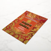 ラックスグリッターレッド金ゴールドヒンズーガネシャインディアン 箔招待状 (回転した状態)