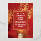 ラックスグリッターレッド金ゴールドヒンズーガネシャインディアン 箔招待状 (裏面)