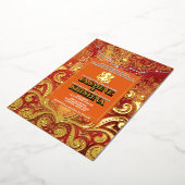 ラックスグリッターレッド金ゴールドヒンズーガネシャインディアン 箔招待状 (回転した状態)