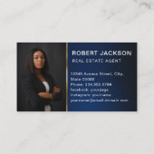 ラックスゴフェイクンデン鍵不動産仲介業者ラグジュアリーモダンネイビー 名刺 (裏面)