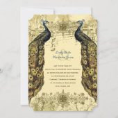 ラックスゴールデンピーコック華美結婚式招待状 招待状 (正面)