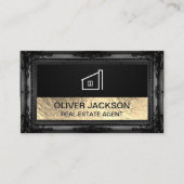 ラックスゴールドフォイルブラックメッシュ |アンティーク枠 名刺 (正面)