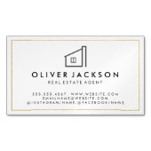 ラックスゴールドフォイル実在エステートホワイトグレー マグネット名刺 (正面)