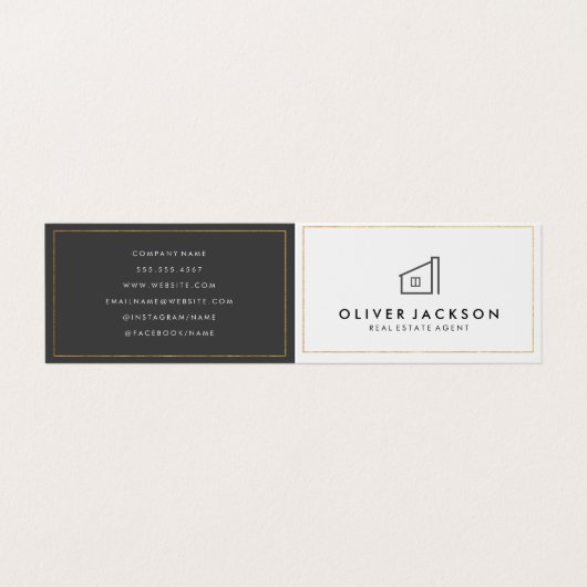 ラックスゴールドフォイル実在エステートホワイトグレー 名刺 (外部フラット)