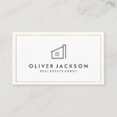 ラックスゴールドフォイル実在エステートホワイトグレー 名刺 (正面)