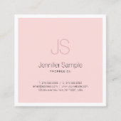 ラックスシモダンックモノグラムデザインクリーンピンクプレーン スクエア名刺 (正面)