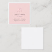 ラックスシモダンックモノグラムデザインクリーンピンクプレーン スクエア名刺 (正面/裏面)