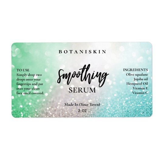 ラックスシルバーグリッターブルーアンドミント顔血清ラベル ラベル (正面)