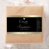 ラックスシンプルタイポグラフィブラック金ゴールドハートスクエアスティック ラベル (インサイチュ)