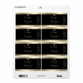 ラックスシンプルタイポグラフィブラック金ゴールドハートスクエアスティック ラベル (フルシート)